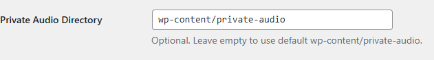 Private audio directory configuration screen